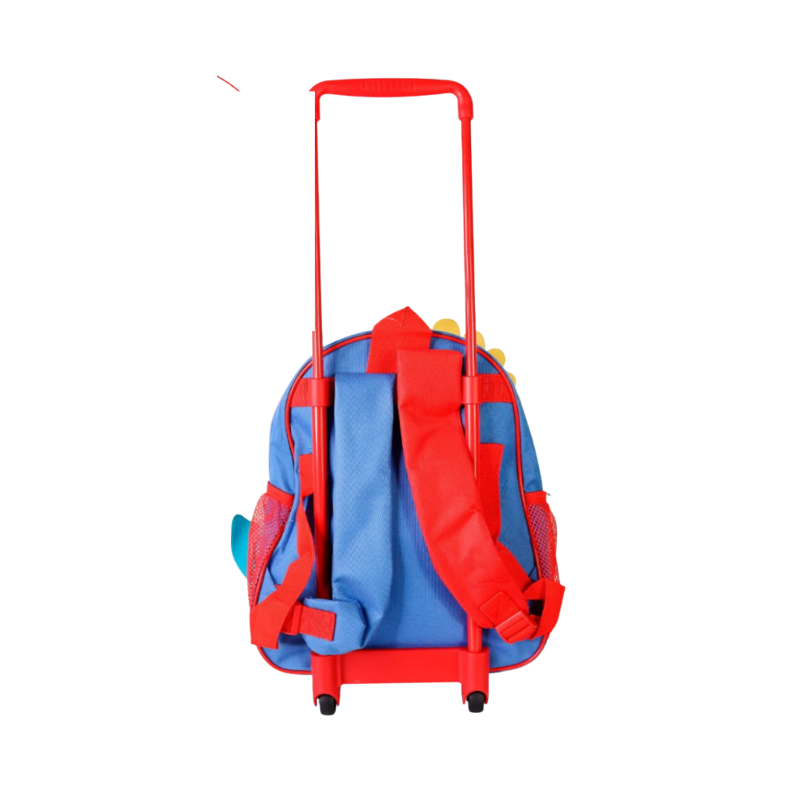 Mochila Rodinha Azul Infantil Menino Dinossauro Escolar Azul Dinossauro